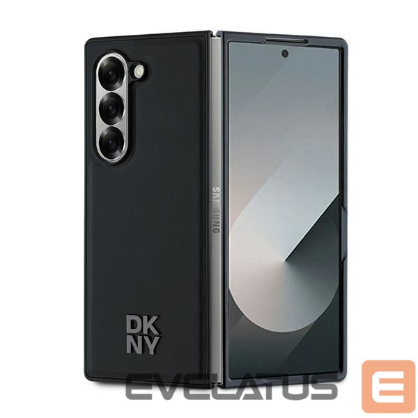 Nugarėlės dėklai DKNY DKNY Magsafe Plain Leather Metal Stack Logo Case for Samsung Galaxy Z Fold 6 - Black