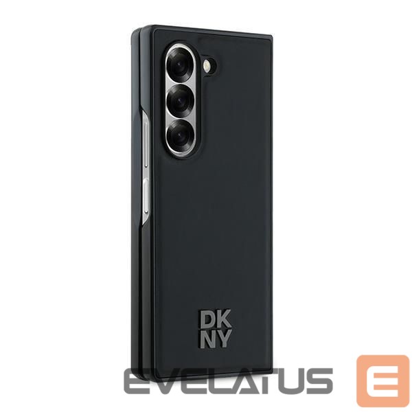 Nugarėlės dėklai DKNY DKNY Magsafe Plain Leather Metal Stack Logo Case for Samsung Galaxy Z Fold 6 - Black