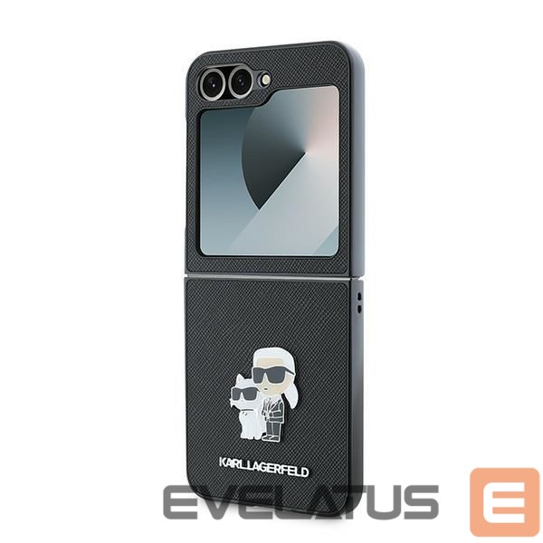 Nugarėlės dėklai Karl Lagerfeld Karl Lagerfeld Saffiano Metal Pin Case for Samsung Galaxy Z Flip 6 - Black