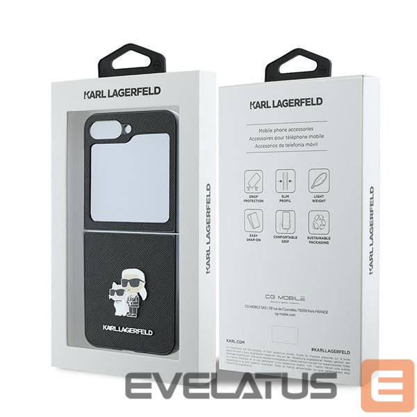 Nugarėlės dėklai Karl Lagerfeld Karl Lagerfeld Saffiano Metal Pin Case for Samsung Galaxy Z Flip 6 - Black
