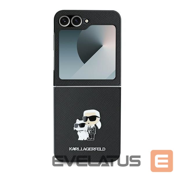 Nugarėlės dėklai Karl Lagerfeld Karl Lagerfeld Saffiano Metal Pin Case for Samsung Galaxy Z Flip 6 - Black