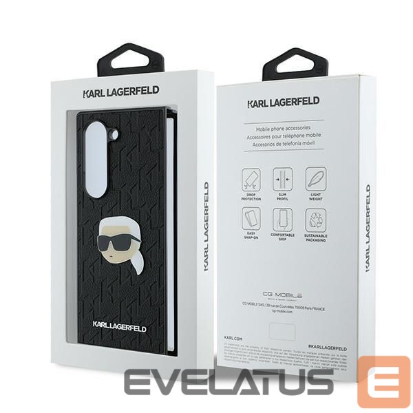 Nugarėlės dėklai Karl Lagerfeld Karl Lagerfeld Saffiano Monogram Head Pin Case for Samsung Galaxy Z Fold 6 - Black