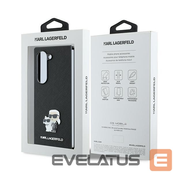 Nugarėlės dėklai Karl Lagerfeld Karl Lagerfeld Saffiano Metal Pin Case for Samsung Galaxy Z Fold 6 - Black