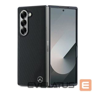 Nugarėlės dėklai Mercedes-Benz  Mercedes Leather Wood Imitation MagSafe Case for Samsung Galaxy Z Fold 6 - Black 