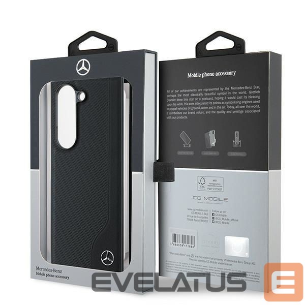 Nugarėlės dėklai Mercedes-Benz Mercedes Leather Wood Imitation MagSafe Case for Samsung Galaxy Z Fold 6 - Black