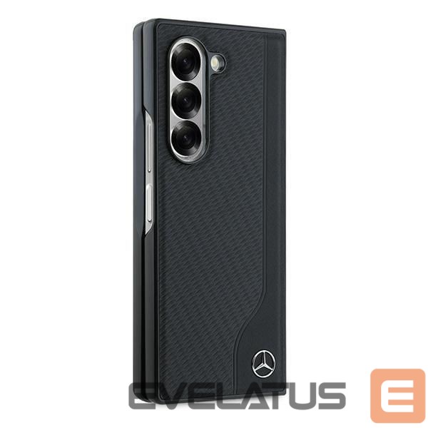 Nugarėlės dėklai Mercedes-Benz Mercedes Leather Wood Imitation MagSafe Case for Samsung Galaxy Z Fold 6 - Black