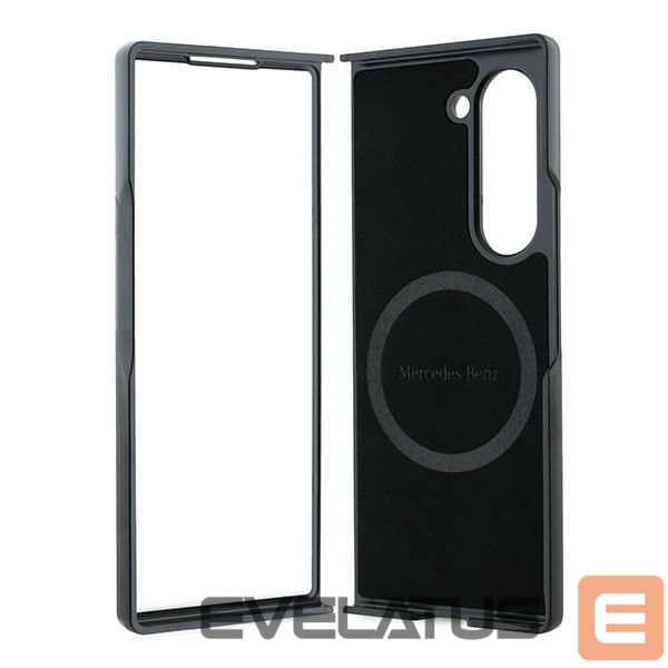 Nugarėlės dėklai Mercedes-Benz Mercedes Leather Wood Imitation MagSafe Case for Samsung Galaxy Z Fold 6 - Black