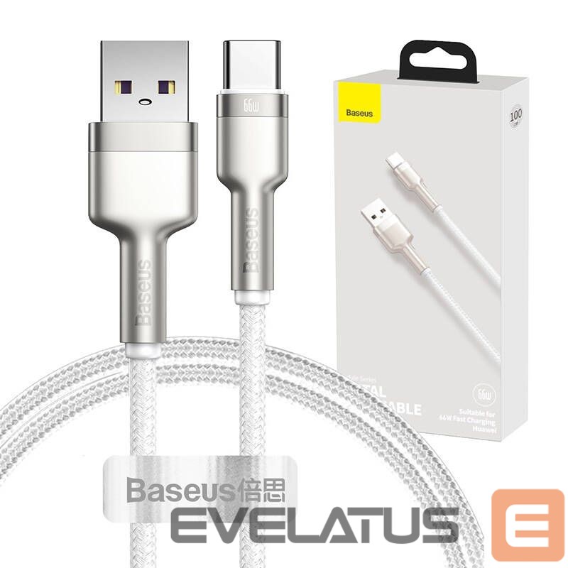 Kabelis Baseus USB cable for USB-C Baseus Cafule, 66W, 1m (white)
