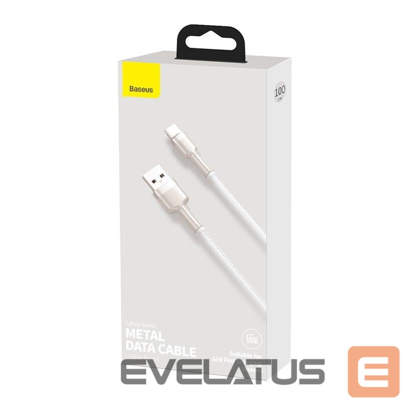 Kabelis Baseus USB cable for USB-C Baseus Cafule, 66W, 1m (white)