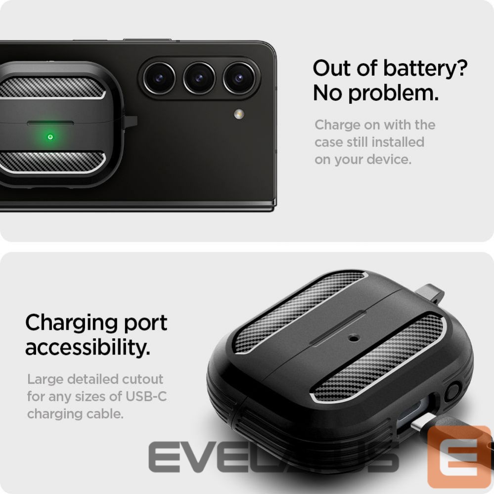 Nugarėlės dėklai Spigen Spigen Rugged Armor Samsung Galaxy Buds 3 / 3 Pro Case - Black