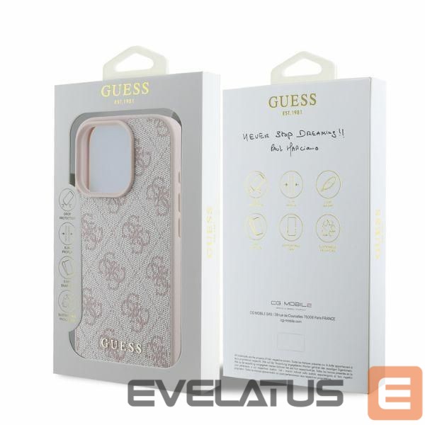 Nugarėlės dėklai Guess Guess 4G Classic iPhone 16 Pro Max Case - Pink