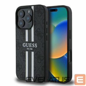Nugarėlės dėklai Guess  Guess 4G Printed Stripes MagSafe case for iPhone 16 Pro - black 