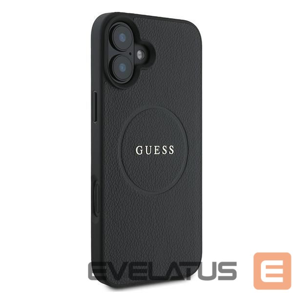 Nugarėlės dėklai Guess Guess Grained Gold Ring MagSafe case for iPhone 16 Plus - black