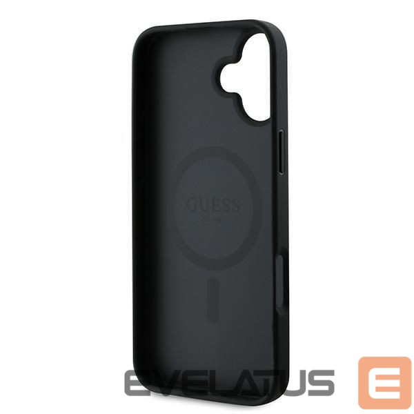 Nugarėlės dėklai Guess Guess Grained Gold Ring MagSafe case for iPhone 16 Plus - black