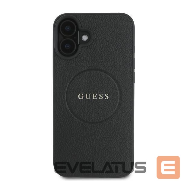 Nugarėlės dėklai Guess Guess Grained Gold Ring MagSafe case for iPhone 16 Plus - black