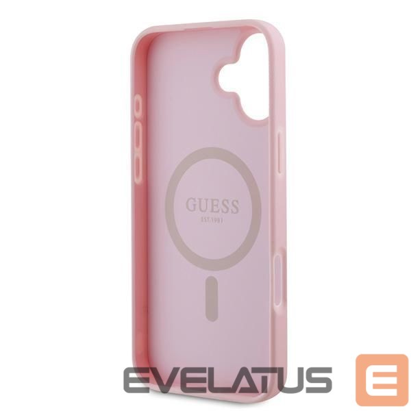 Nugarėlės dėklai Guess Guess Grained Gold Ring MagSafe iPhone 16 Plus Case - Pink