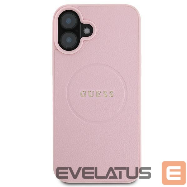 Nugarėlės dėklai Guess Guess Grained Gold Ring MagSafe iPhone 16 Plus Case - Pink