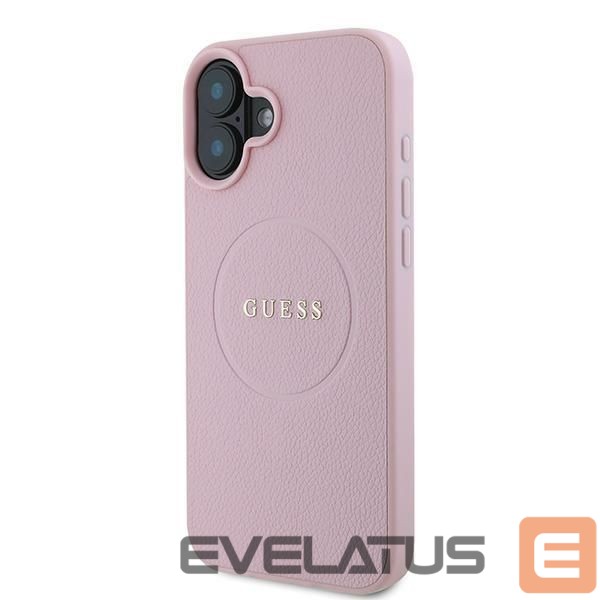 Nugarėlės dėklai Guess Guess Grained Gold Ring MagSafe iPhone 16 Plus Case - Pink