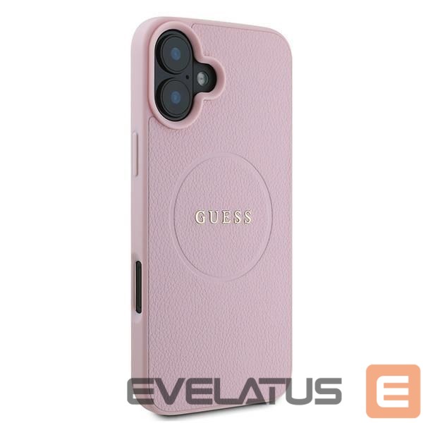 Nugarėlės dėklai Guess Guess Grained Gold Ring MagSafe iPhone 16 Plus Case - Pink