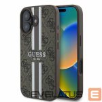 Nugarėlės dėklai Guess  Guess 4G Printed Stripes MagSafe iPhone 16 Case - Brown 