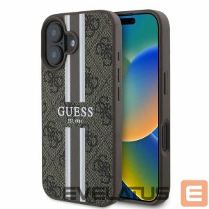 Nugarėlės dėklai Guess  Guess 4G Printed Stripes MagSafe iPhone 16 Case - Brown 