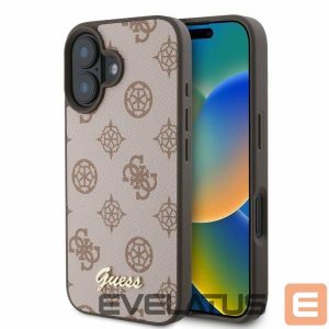 Nugarėlės dėklai Guess  Guess Peony Script MagSafe iPhone 16 Case - Brown 