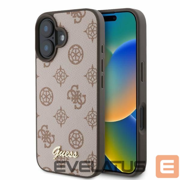 Nugarėlės dėklai Guess Guess Peony Script MagSafe iPhone 16 Case - Brown