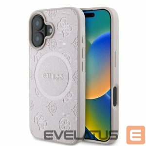 Nugarėlės dėklai Guess  Guess Saffiano Peony Classic Logo MagSafe iPhone 16 Case - Pink 