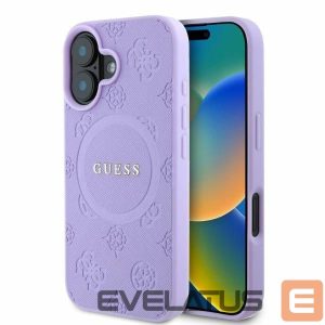 Nugarėlės dėklai Guess  Guess Saffiano Peony Classic Logo MagSafe iPhone 16 Case - Purple 