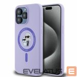 Nugarėlės dėklai Karl Lagerfeld  Karl Lagerfeld Silicone Karl&Choupette Heads Ring MagSafe Case for iPhone 15 Pro Max - Purple 