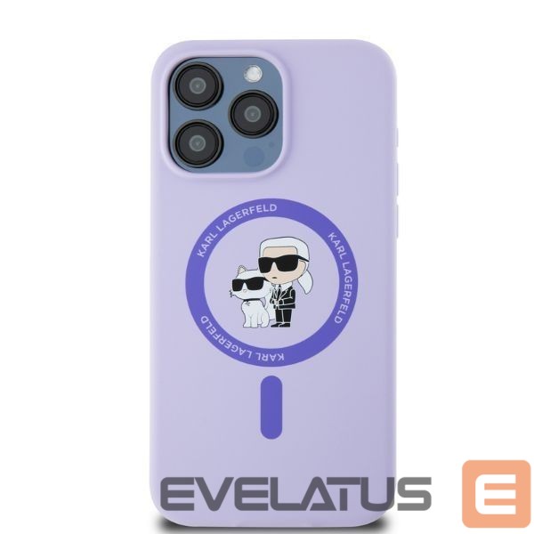 Nugarėlės dėklai Karl Lagerfeld Karl Lagerfeld Silicone Karl&Choupette Heads Ring MagSafe Case for iPhone 15 Pro Max - Purple