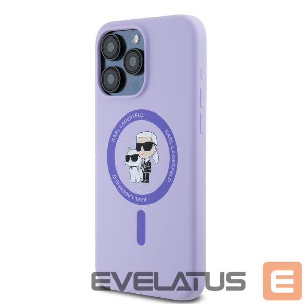 Nugarėlės dėklai Karl Lagerfeld Karl Lagerfeld Silicone Karl&Choupette Heads Ring MagSafe Case for iPhone 15 Pro Max - Purple