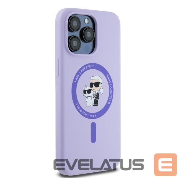 Nugarėlės dėklai Karl Lagerfeld Karl Lagerfeld Silicone Karl&Choupette Heads Ring MagSafe Case for iPhone 15 Pro Max - Purple