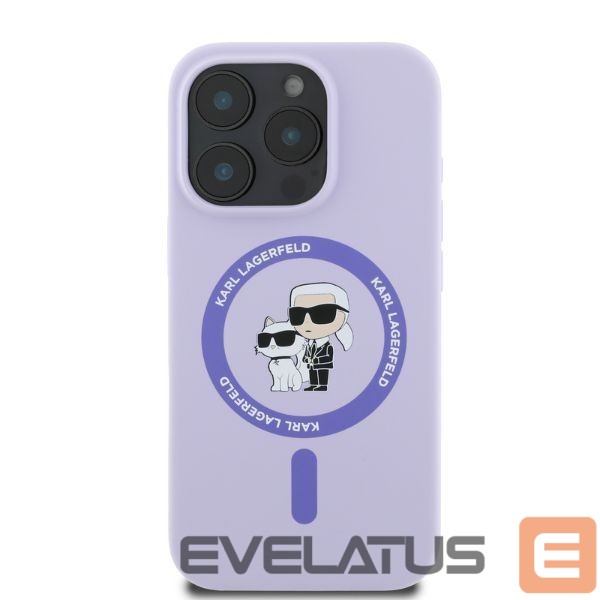 Nugarėlės dėklai Karl Lagerfeld Karl Lagerfeld Silicone Karl&Choupette Heads Ring MagSafe Case for iPhone 16 Pro - Purple