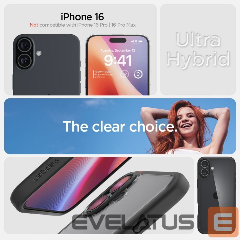 Nugarėlės dėklai Spigen Spigen Ultra Hybrid iPhone 16 Case - Matte Black