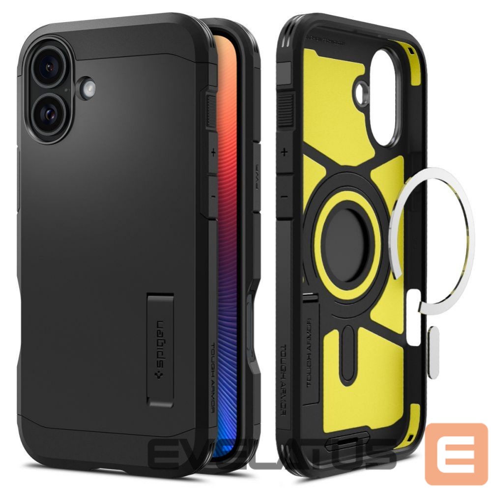 Nugarėlės dėklai Spigen Spigen Tough Armor MagSafe case with stand for iPhone 16 - black