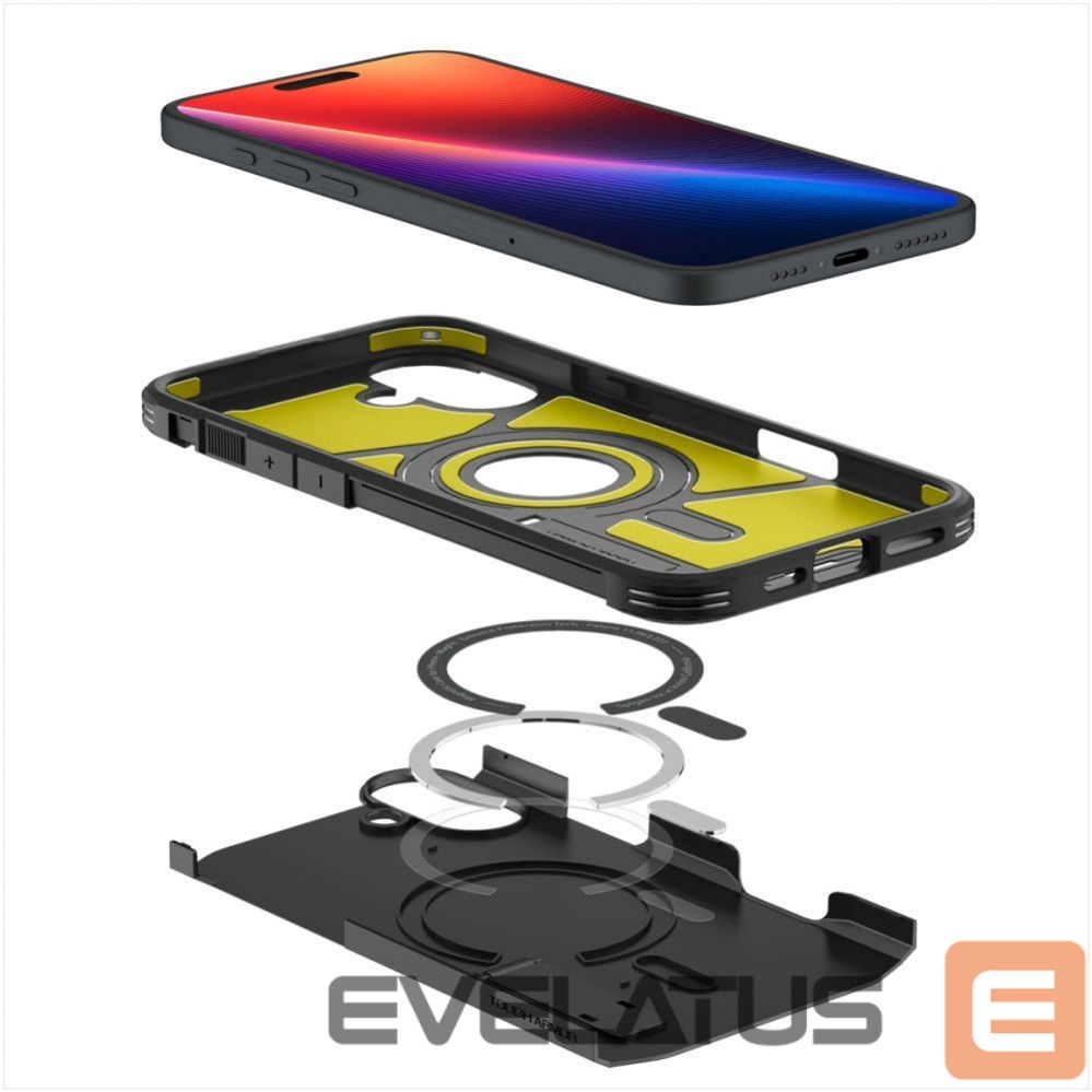 Nugarėlės dėklai Spigen Spigen Tough Armor MagSafe case with stand for iPhone 16 - black