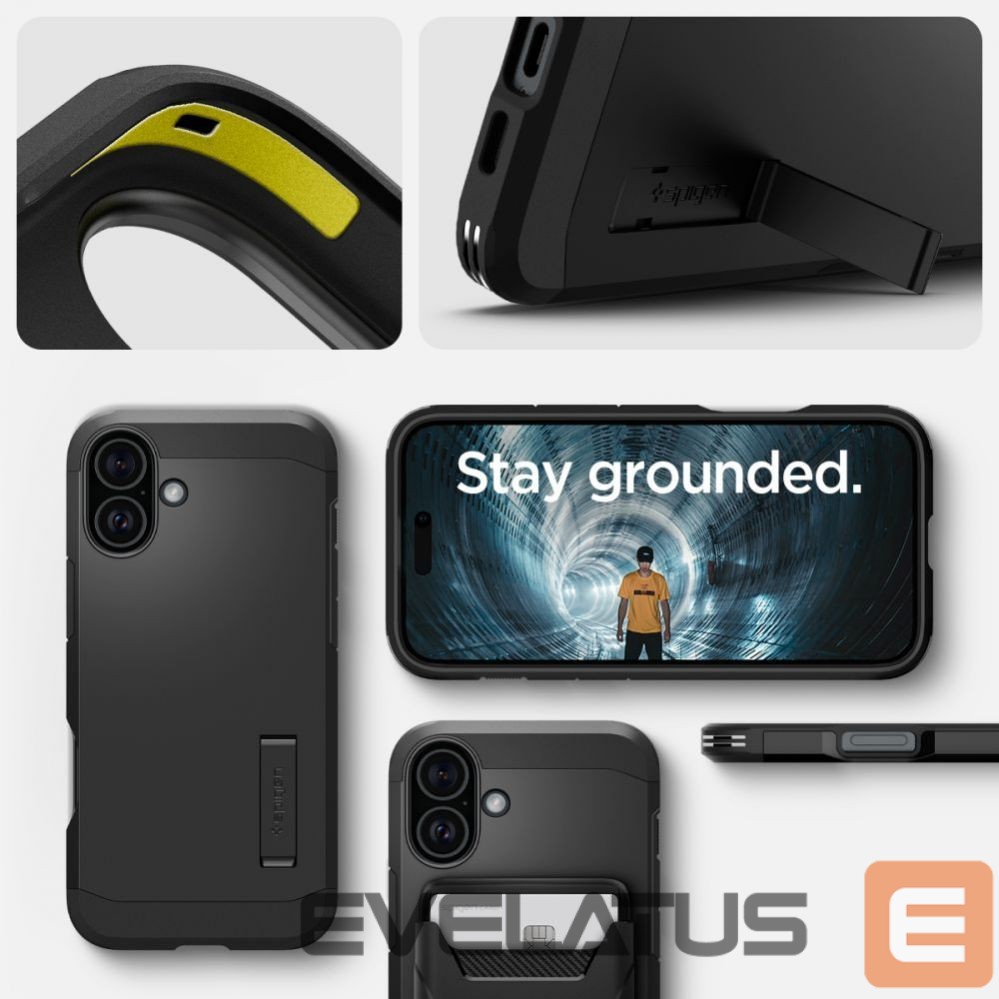 Nugarėlės dėklai Spigen Spigen Tough Armor MagSafe case with stand for iPhone 16 - black