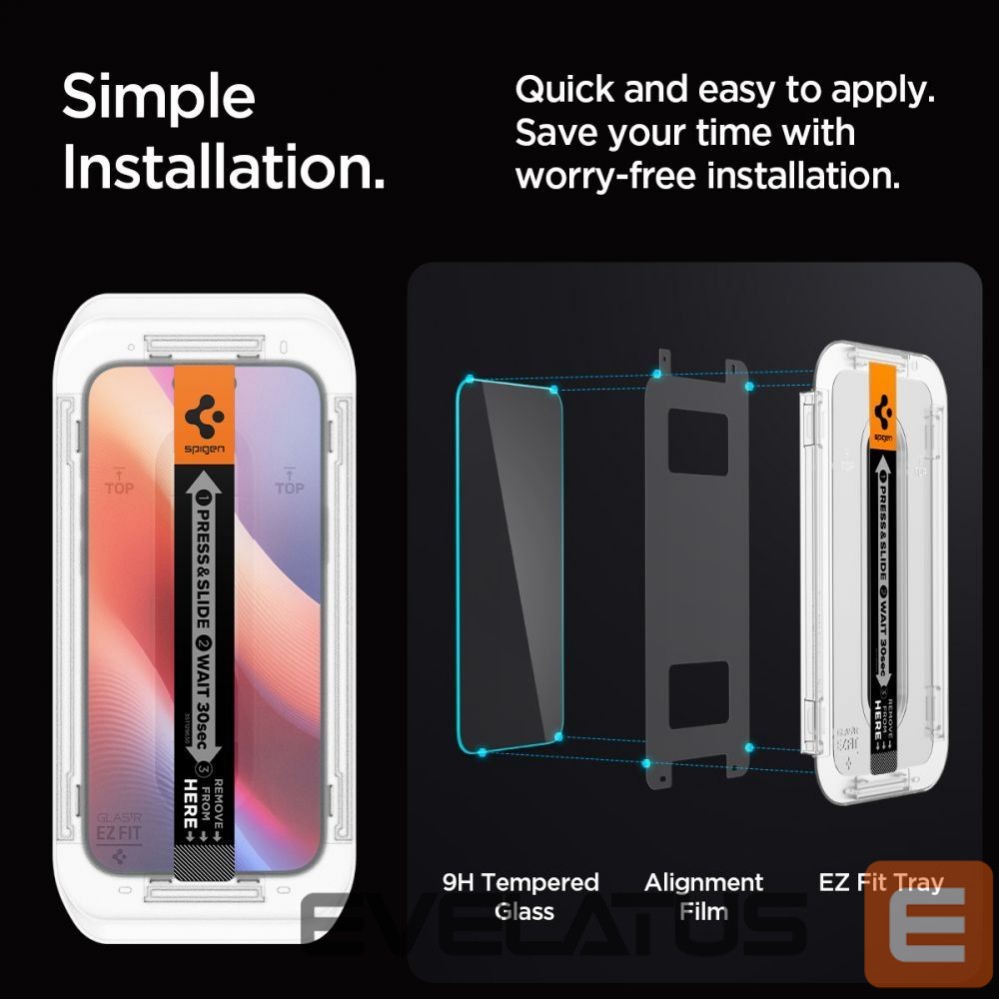 Apsauginiai stiklai Spigen - Spigen Glas.tR EZ Fit Tempered Glass for iPhone 16 Pro / 17 / 17 Pro - 2 pcs.