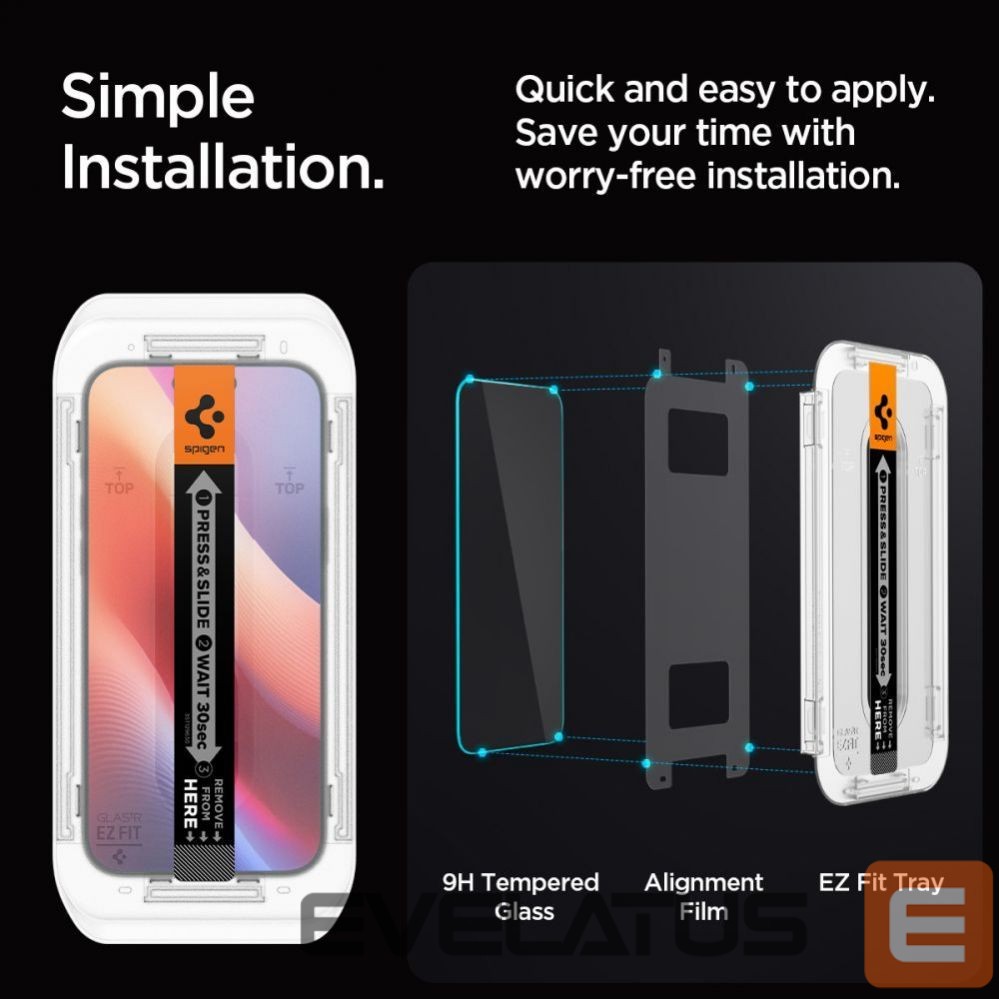 Apsauginiai stiklai Spigen Spigen Glas.tR EZ Fit Privacy Tempered Glass for iPhone 16 Pro Max / 17 Pro Max - 2 pcs.