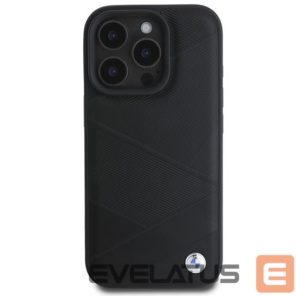Kitas telefono priedas BMW BMW Signature Leather Crossing Lines Pattern iPhone 16 Pro Case - Black