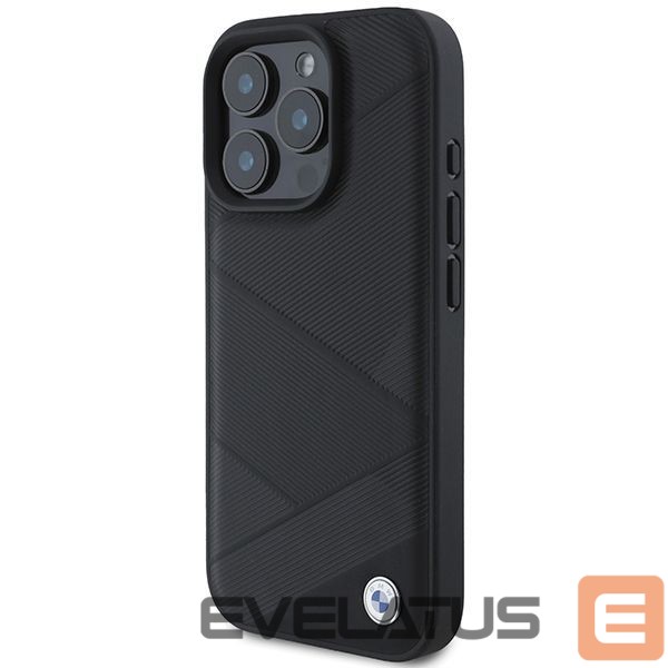Kitas telefono priedas BMW BMW Signature Leather Crossing Lines Pattern iPhone 16 Pro Case - Black