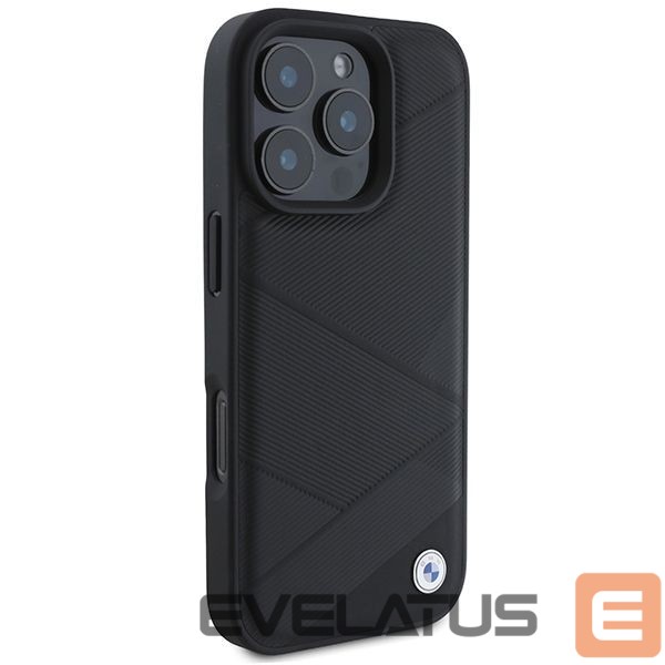 Kitas telefono priedas BMW BMW Signature Leather Crossing Lines Pattern iPhone 16 Pro Case - Black