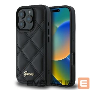 Kitas telefono priedas Guess  Guess Quilted Metal Logo iPhone 16 Pro Case - Black 