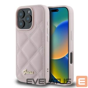 Kitas telefono priedas Guess  Guess Quilted Metal Logo iPhone 16 Pro Case - Pink
