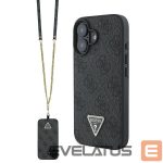 Kitas telefono priedas Guess  Guess Leather Metal Logo Strass Crossbody Case for iPhone 16 - Black 