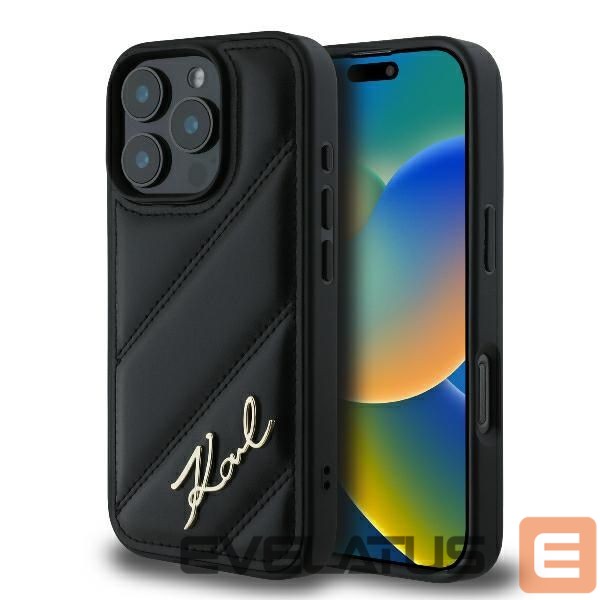 Kitas telefono priedas Karl Lagerfeld Apple iPhone 16 Pro Quilted Signature Case Black