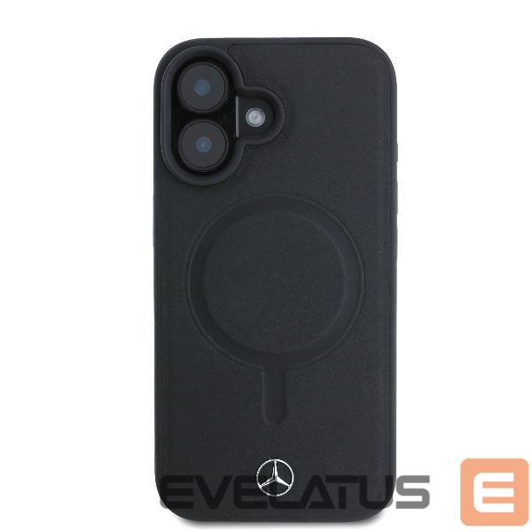 Kitas telefono priedas Mercedes-Benz Mercedes Plain Smooth Leather MagSafe iPhone 16 Case - Black
