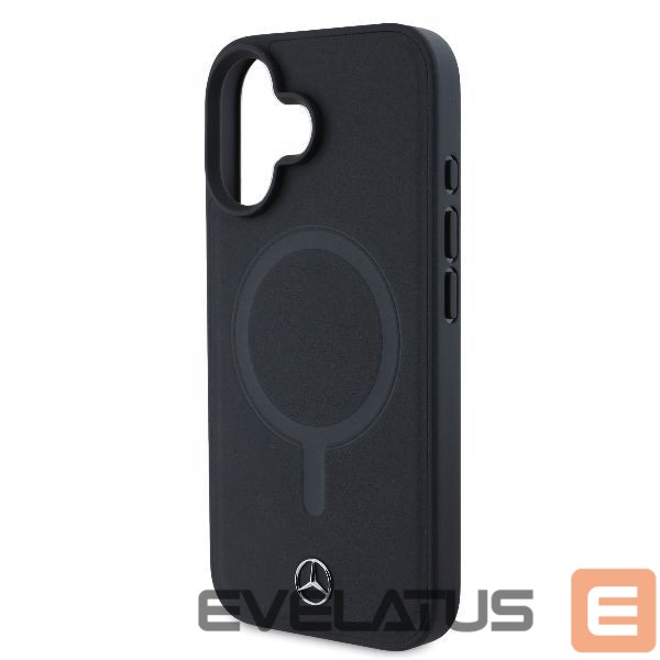 Kitas telefono priedas Mercedes-Benz Mercedes Plain Smooth Leather MagSafe iPhone 16 Case - Black