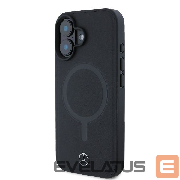 Kitas telefono priedas Mercedes-Benz Mercedes Plain Smooth Leather MagSafe iPhone 16 Case - Black